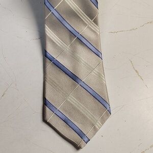 City Of London Diagonal Stripes 100% Imported Silk Blue Gray